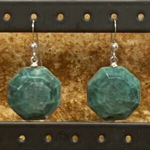 Jay King Earrings Sterling Silver and Green Aventurine Octagon Shape DTR